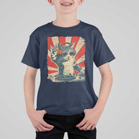 Funny DJ Cat with Headphones Retro Music Lover T Shirt For Kid