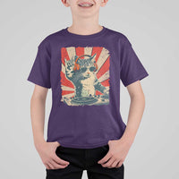Funny DJ Cat with Headphones Retro Music Lover T Shirt For Kid