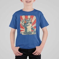 Funny DJ Cat with Headphones Retro Music Lover T Shirt For Kid