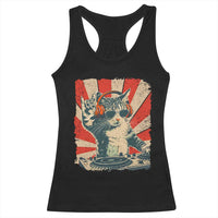 Funny DJ Cat with Headphones Retro Music Lover Racerback Tank Top
