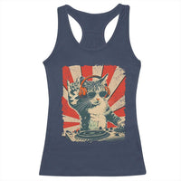 Funny DJ Cat with Headphones Retro Music Lover Racerback Tank Top