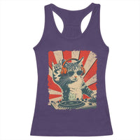 Funny DJ Cat with Headphones Retro Music Lover Racerback Tank Top