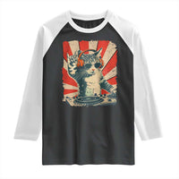 Funny DJ Cat with Headphones Retro Music Lover Raglan Shirt