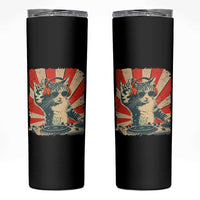 Funny DJ Cat with Headphones Retro Music Lover Skinny Tumbler