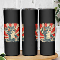 Funny DJ Cat with Headphones Retro Music Lover Skinny Tumbler