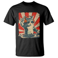 Funny DJ Cat with Headphones Retro Music Lover T Shirt