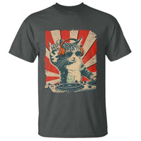 Funny DJ Cat with Headphones Retro Music Lover T Shirt