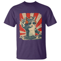 Funny DJ Cat with Headphones Retro Music Lover T Shirt