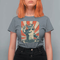Funny DJ Cat with Headphones Retro Music Lover T Shirt For Women