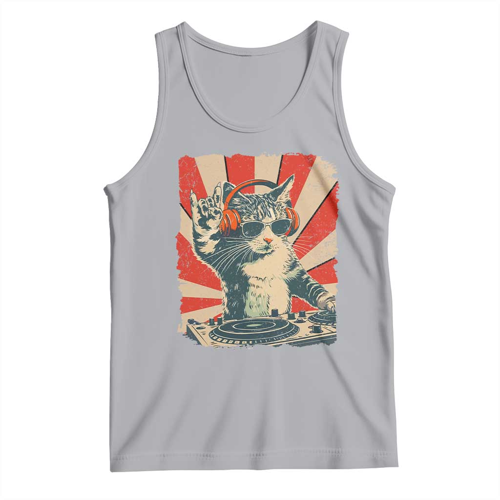 Funny DJ Cat with Headphones Retro Music Lover Tank Top