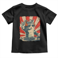 Funny DJ Cat with Headphones Retro Music Lover Toddler T Shirt