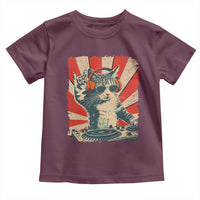 Funny DJ Cat with Headphones Retro Music Lover Toddler T Shirt