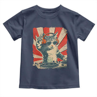 Funny DJ Cat with Headphones Retro Music Lover Toddler T Shirt