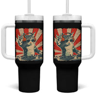 Funny DJ Cat with Headphones Retro Music Lover Tumbler With Handle