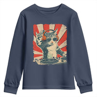 Funny DJ Cat with Headphones Retro Music Lover Youth Sweatshirt