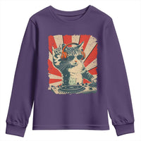Funny DJ Cat with Headphones Retro Music Lover Youth Sweatshirt