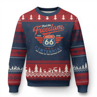 US Route Highway 66 Centennial Ugly Christmas Sweater Feel The Freedom 100 Years Of The Mother Road