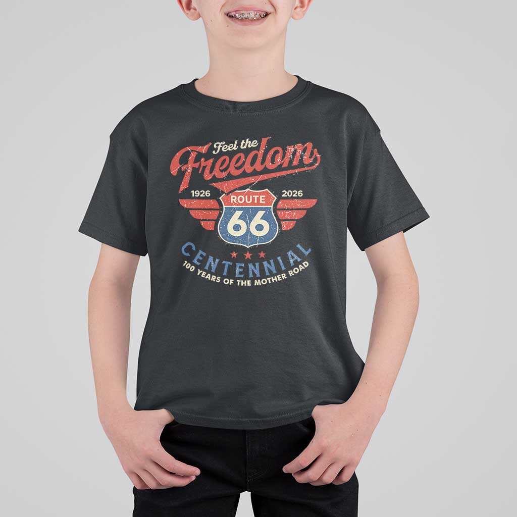 US Route Highway 66 Centennial T Shirt For Kid Feel The Freedom 100 Years Of The Mother Road
