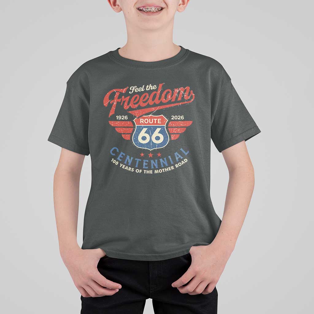 US Route Highway 66 Centennial T Shirt For Kid Feel The Freedom 100 Years Of The Mother Road