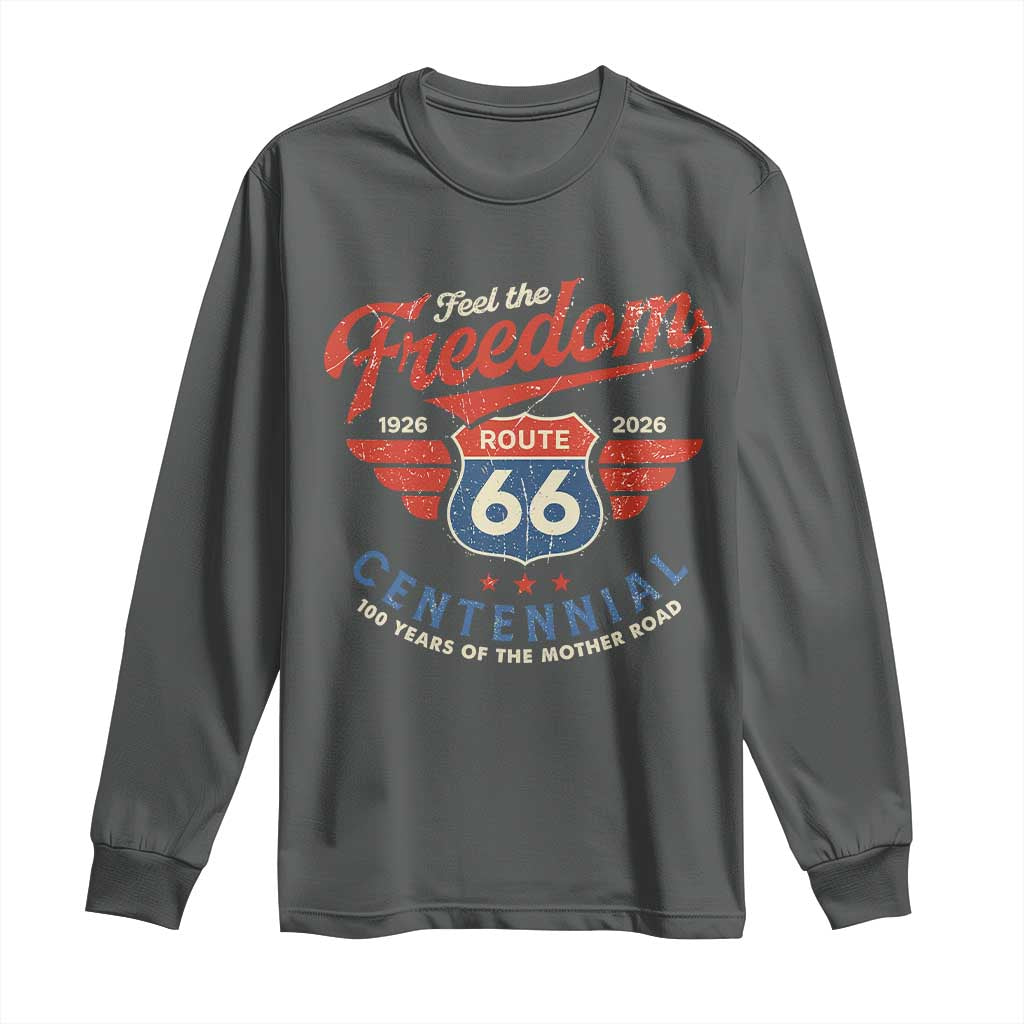 US Route Highway 66 Centennial Long Sleeve Shirt Feel The Freedom 100 Years Of The Mother Road