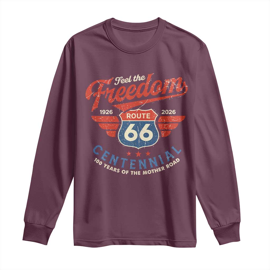 US Route Highway 66 Centennial Long Sleeve Shirt Feel The Freedom 100 Years Of The Mother Road