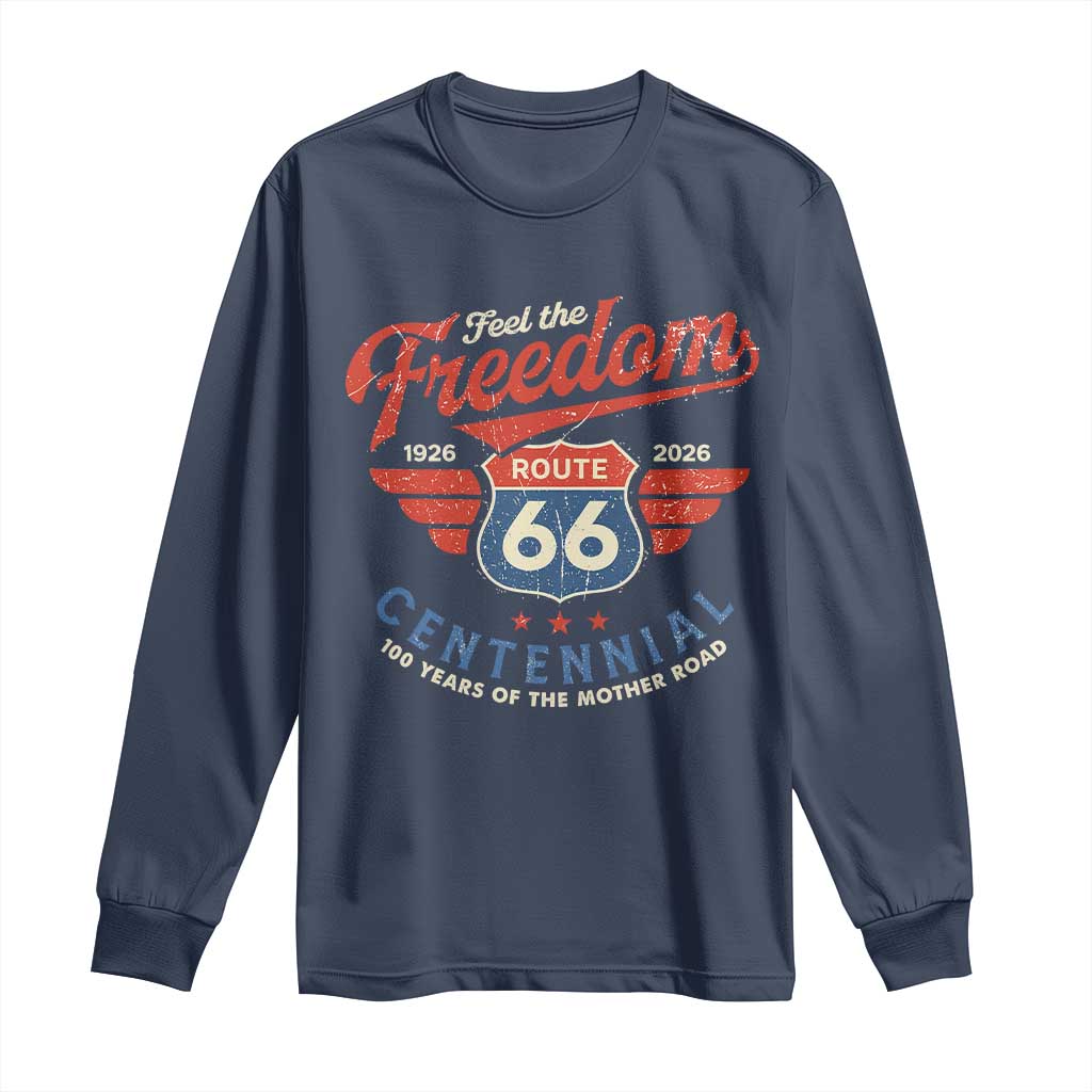 US Route Highway 66 Centennial Long Sleeve Shirt Feel The Freedom 100 Years Of The Mother Road