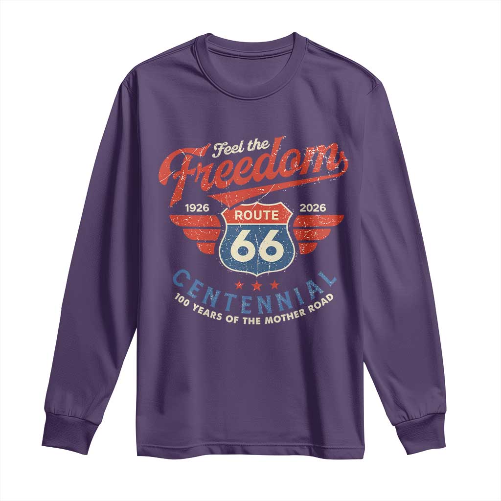 US Route Highway 66 Centennial Long Sleeve Shirt Feel The Freedom 100 Years Of The Mother Road