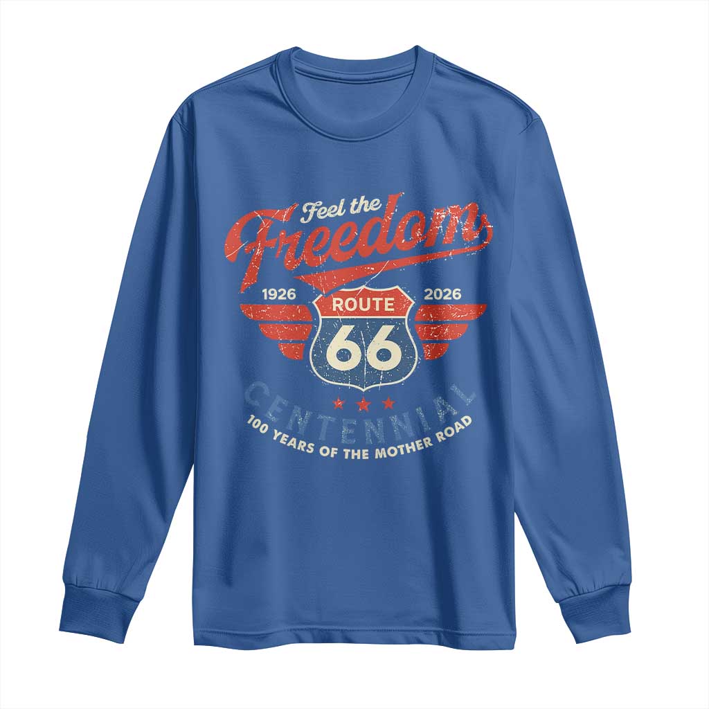 US Route Highway 66 Centennial Long Sleeve Shirt Feel The Freedom 100 Years Of The Mother Road