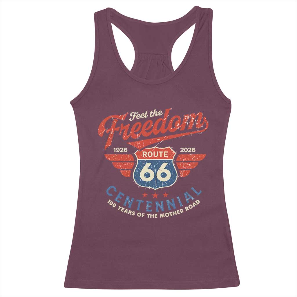 US Route Highway 66 Centennial Racerback Tank Top Feel The Freedom 100 Years Of The Mother Road