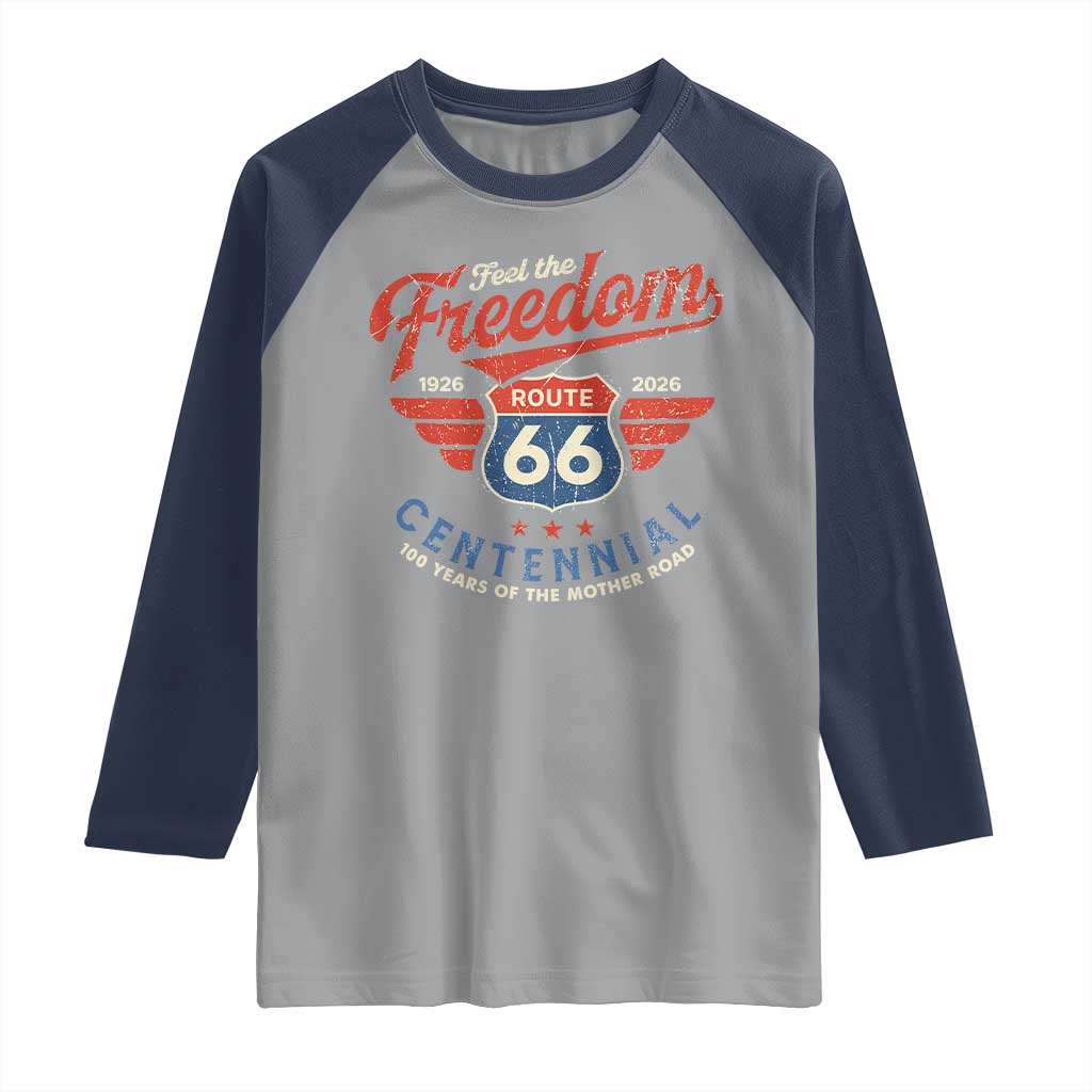 US Route Highway 66 Centennial Raglan Shirt Feel The Freedom 100 Years Of The Mother Road