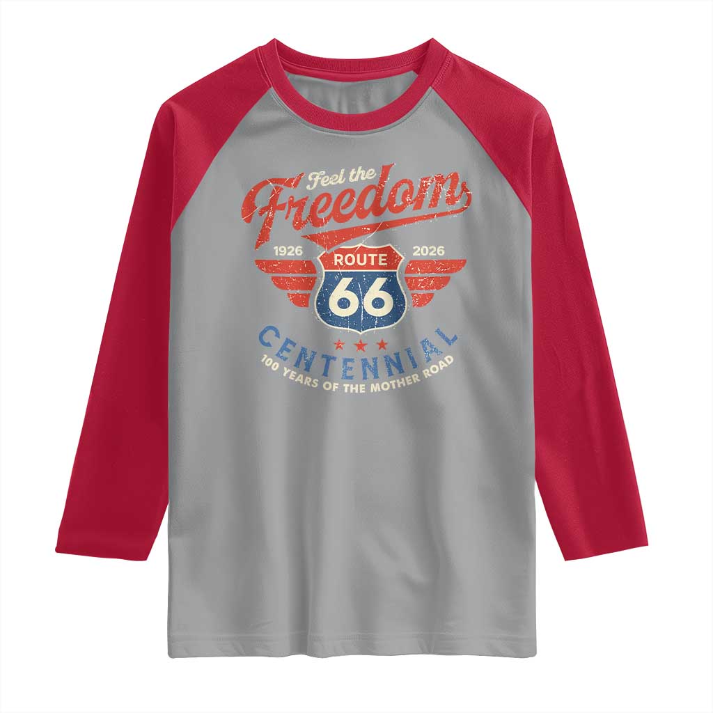 US Route Highway 66 Centennial Raglan Shirt Feel The Freedom 100 Years Of The Mother Road