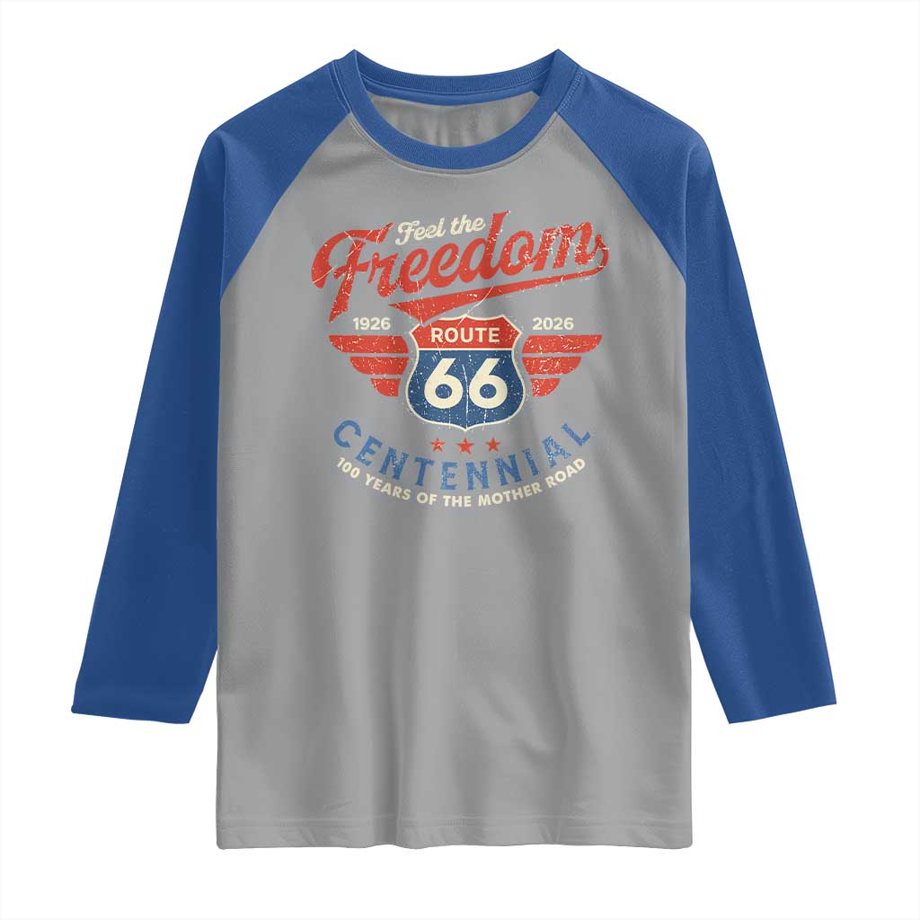 US Route Highway 66 Centennial Raglan Shirt Feel The Freedom 100 Years Of The Mother Road