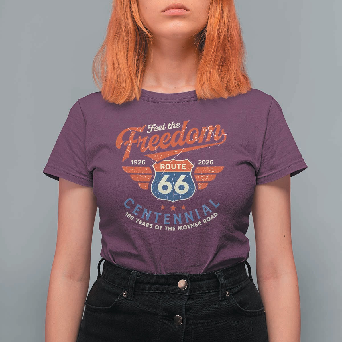 US Route Highway 66 Centennial T Shirt For Women Feel The Freedom 100 Years Of The Mother Road