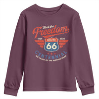 US Route Highway 66 Centennial Youth Sweatshirt Feel The Freedom 100 Years Of The Mother Road