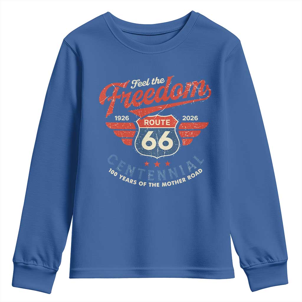 US Route Highway 66 Centennial Youth Sweatshirt Feel The Freedom 100 Years Of The Mother Road