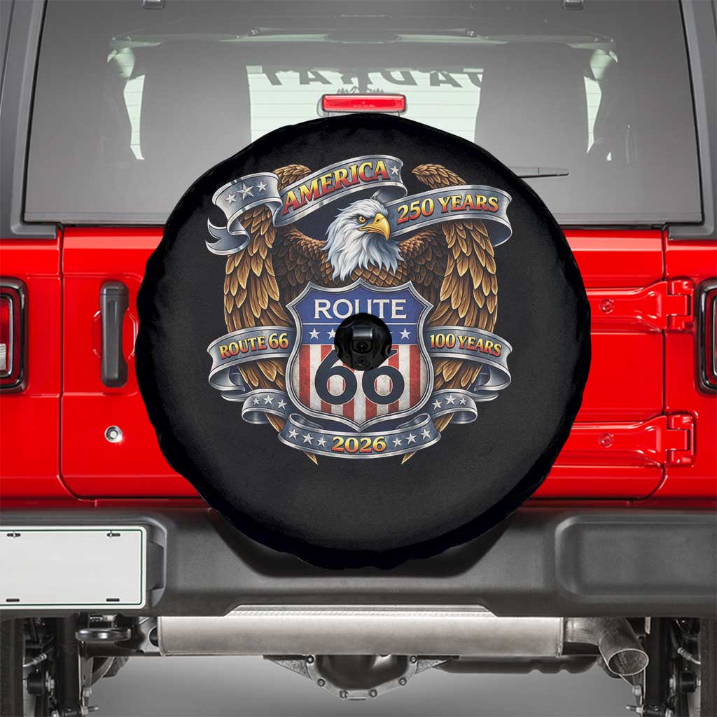 250 Years Of America 100 Years Of Route Highway 66 Spare Tire Cover Bald Eagle Vintage American Flag