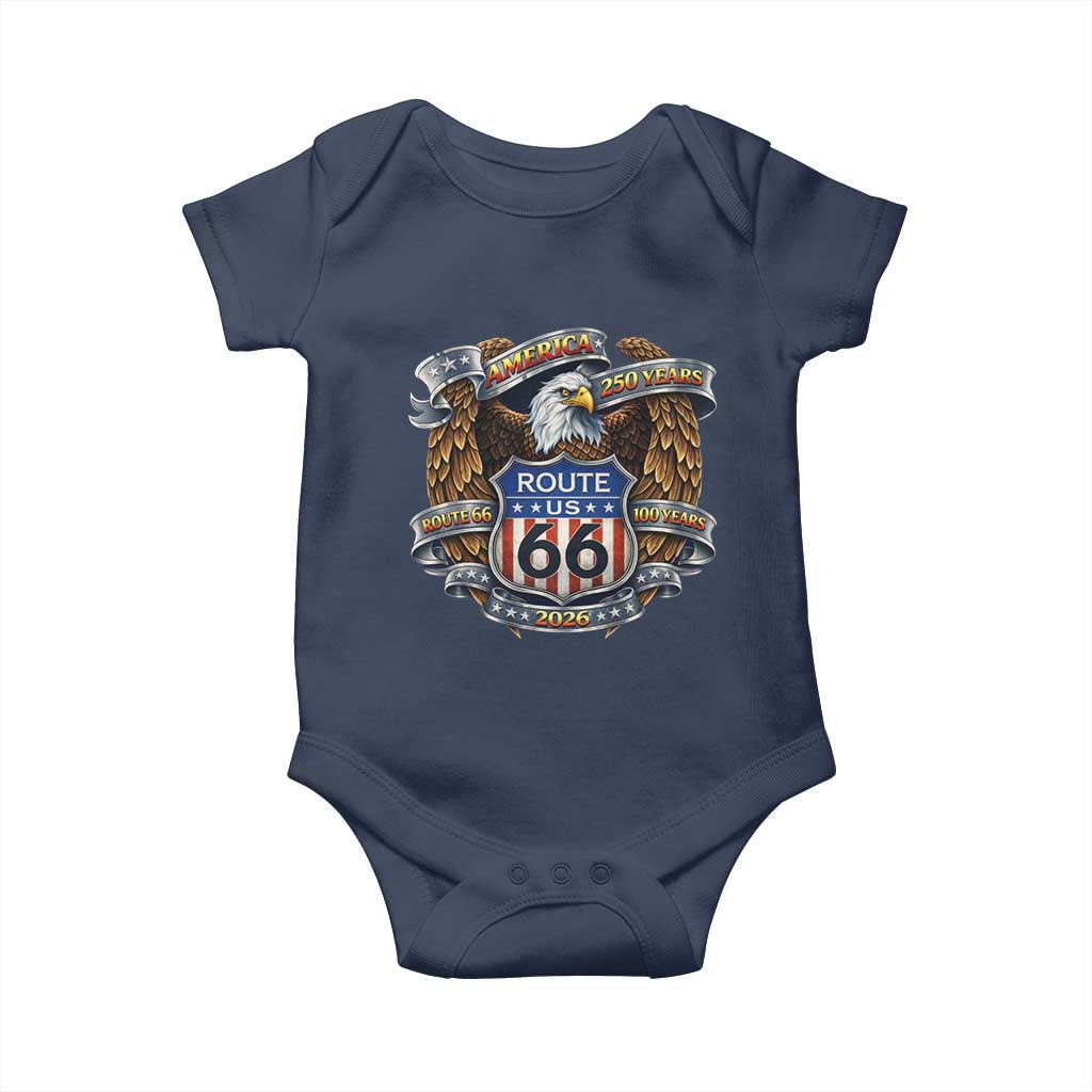 250 Years Of America 100 Years Of Route Highway 66 Baby Onesie Bald Eagle Vintage American Flag