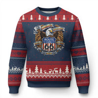 250 Years Of America 100 Years Of Route Highway 66 Ugly Christmas Sweater Bald Eagle Vintage American Flag