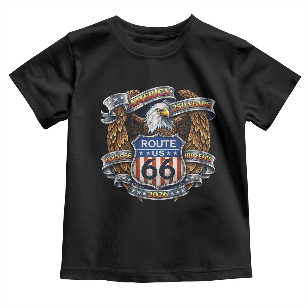250 Years Of America 100 Years Of Route Highway 66 Toddler T Shirt Bald Eagle Vintage American Flag