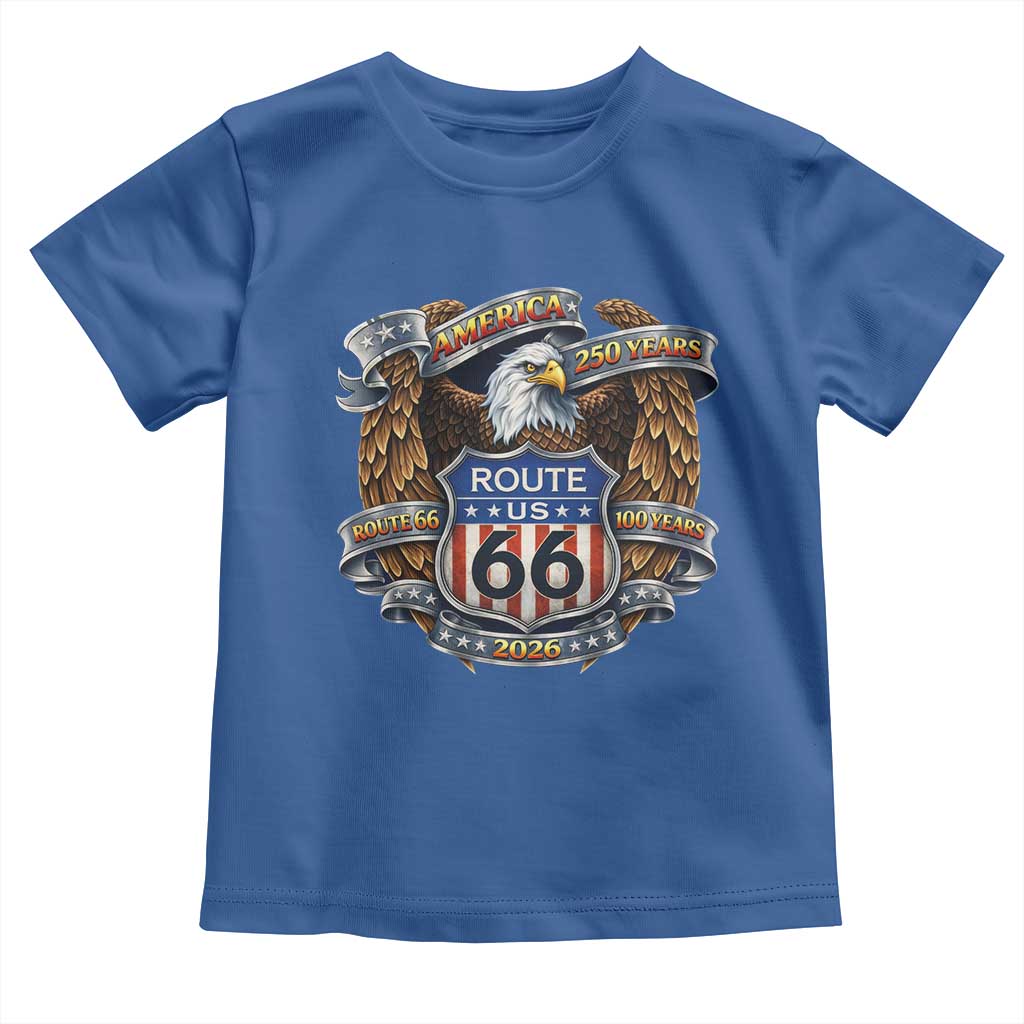250 Years Of America 100 Years Of Route Highway 66 Toddler T Shirt Bald Eagle Vintage American Flag