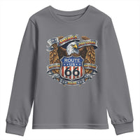 250 Years Of America 100 Years Of Route Highway 66 Youth Sweatshirt Bald Eagle Vintage American Flag