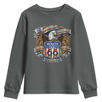 250 Years Of America 100 Years Of Route Highway 66 Youth Sweatshirt Bald Eagle Vintage American Flag