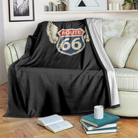 Vintage Route Highway 66 Highway Road Trip Sign Throw Blanket