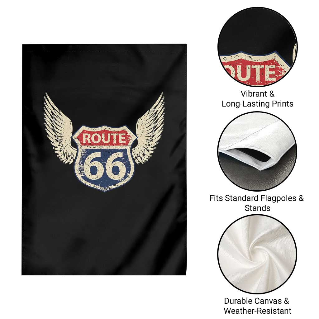 Vintage Route Highway 66 Highway Road Trip Sign Garden Flag