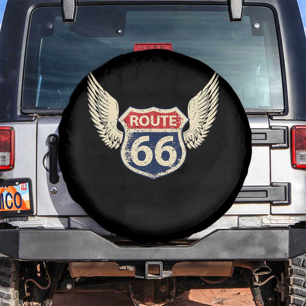 Vintage Route Highway 66 Highway Road Trip Sign Spare Tire Cover