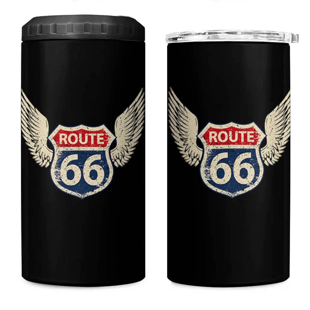 Vintage Route Highway 66 Highway Road Trip Sign 4 in 1 Can Cooler Tumbler