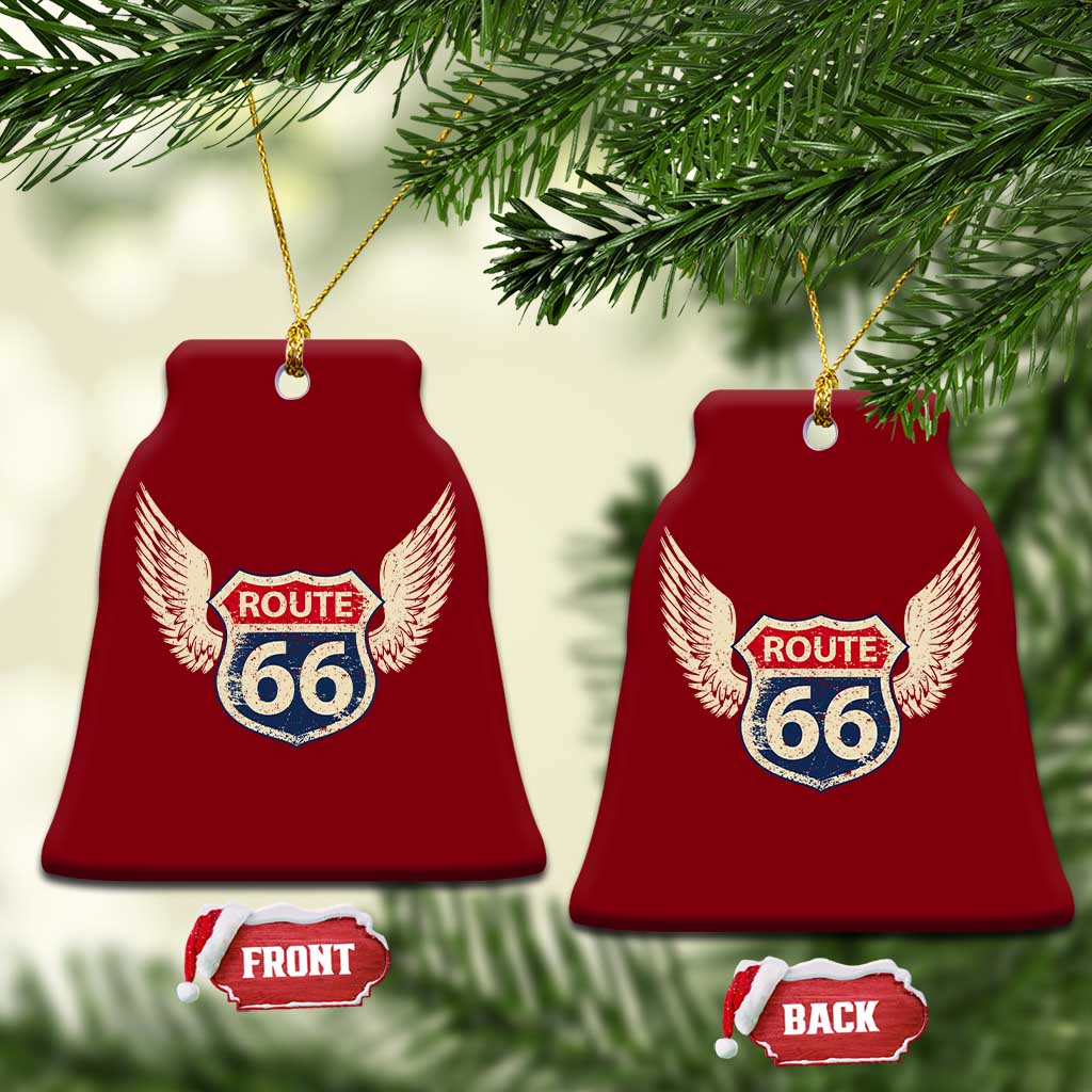 Vintage Route Highway 66 Highway Road Trip Sign Ceramic Ornament