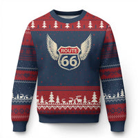Vintage Route Highway 66 Highway Road Trip Sign Ugly Christmas Sweater