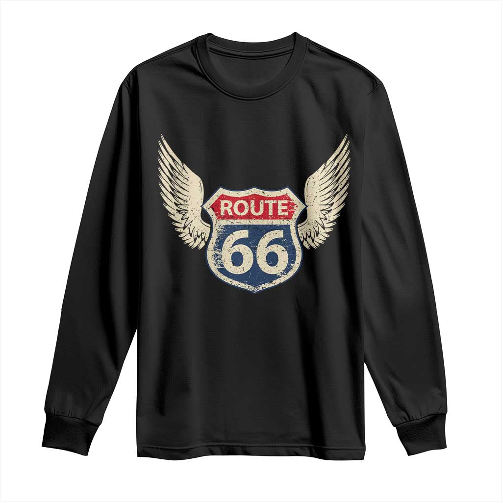Vintage Route Highway 66 Highway Road Trip Sign Long Sleeve Shirt