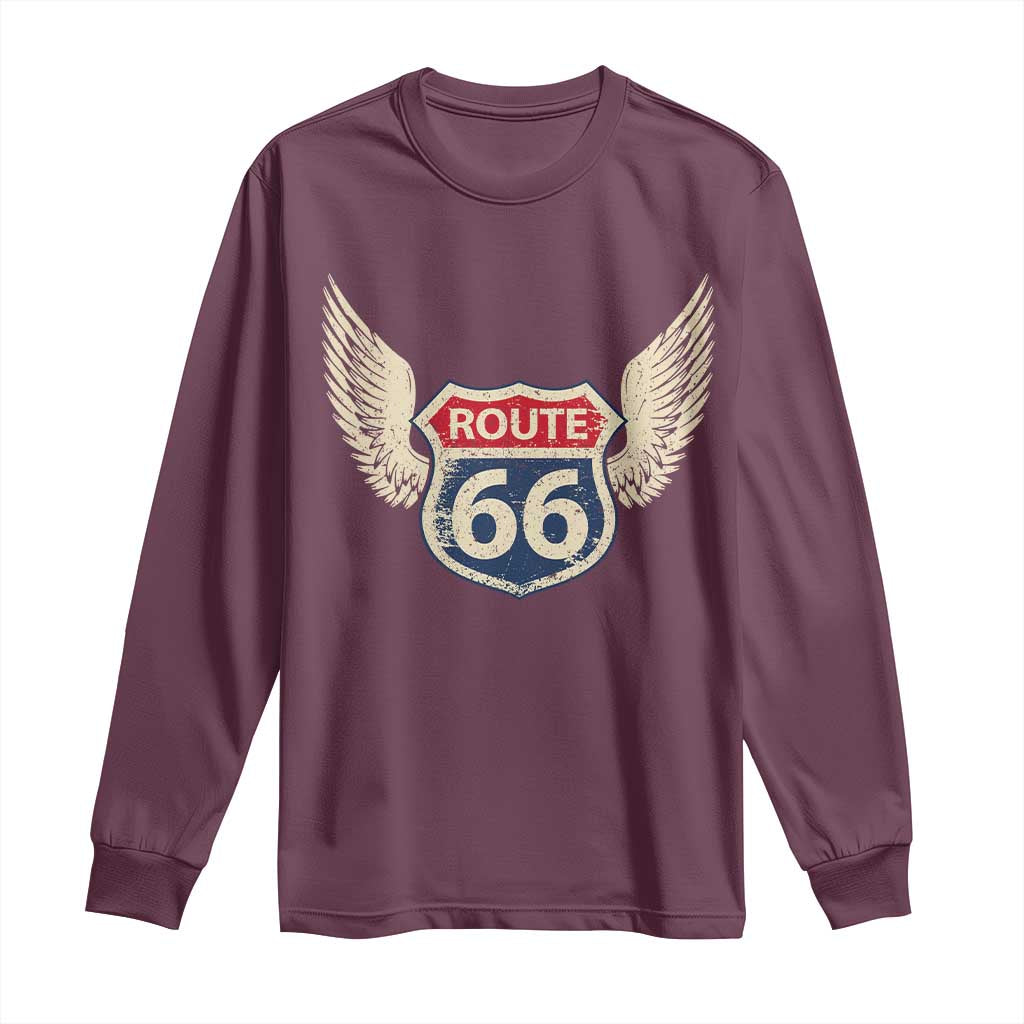 Vintage Route Highway 66 Highway Road Trip Sign Long Sleeve Shirt